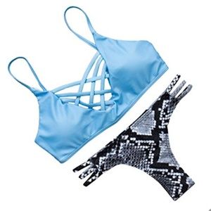 Baby Blue & Snake Skin Bikini